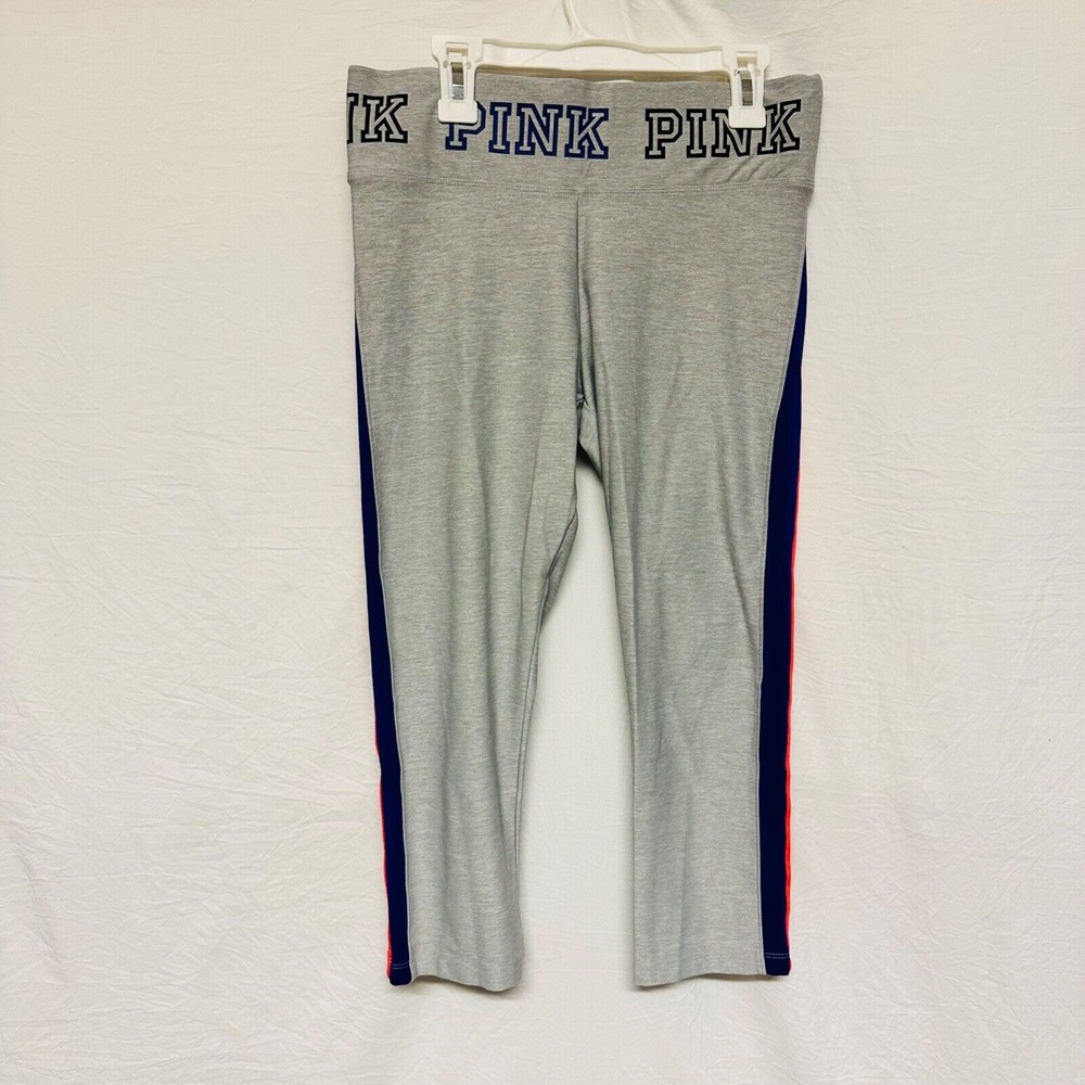 Victoria Secret PINK legging capri Size Small Gray Orange & Purple Side